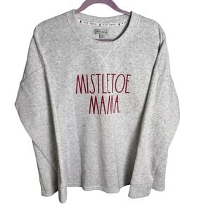 Rae Dunn Mistletoe Mama Gray Crewneck Sweatshirt Top L/G Christmas Holiday